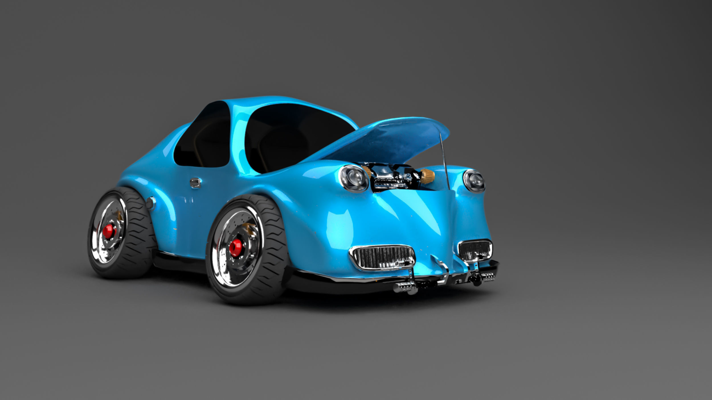 3D Blue VW cars project modelling  Low-poly 3D model_2