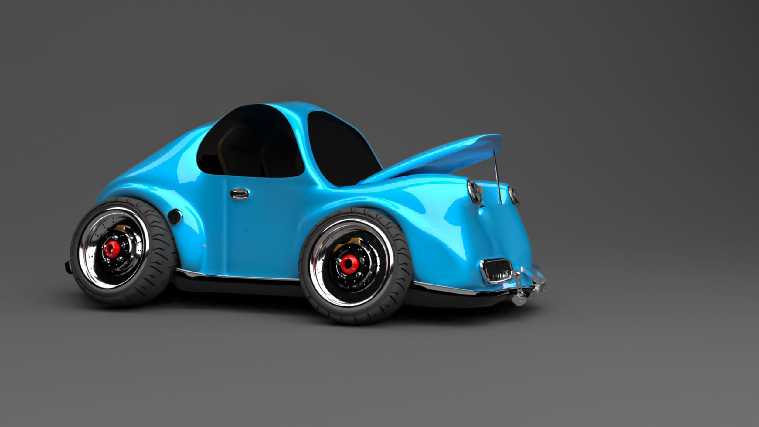 3D Blue VW cars project modelling  Low-poly 3D model_4