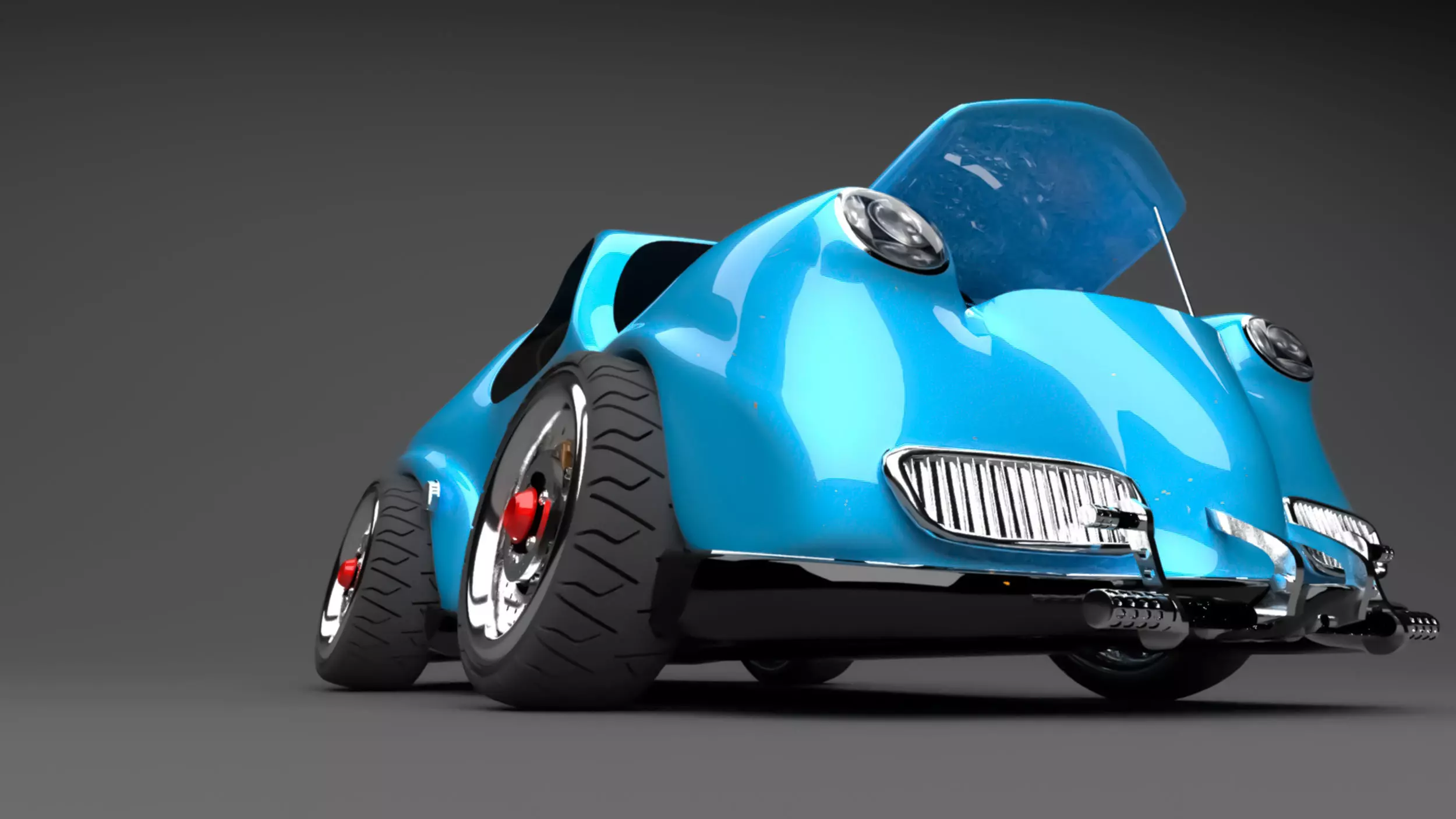 3D Blue VW cars project modelling  Low-poly 3D model_0
