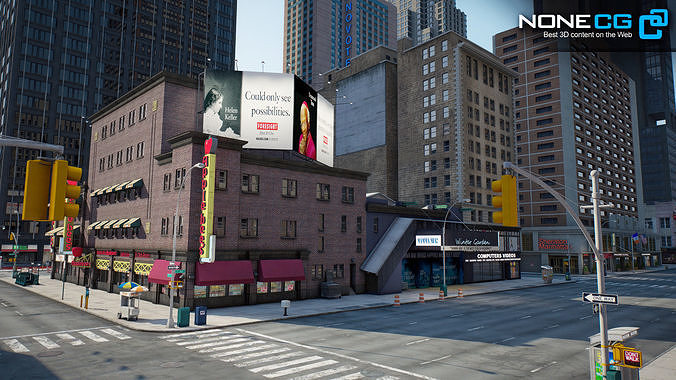 New York Broadway - 7th Avenue Set 2 V2 3D model 3