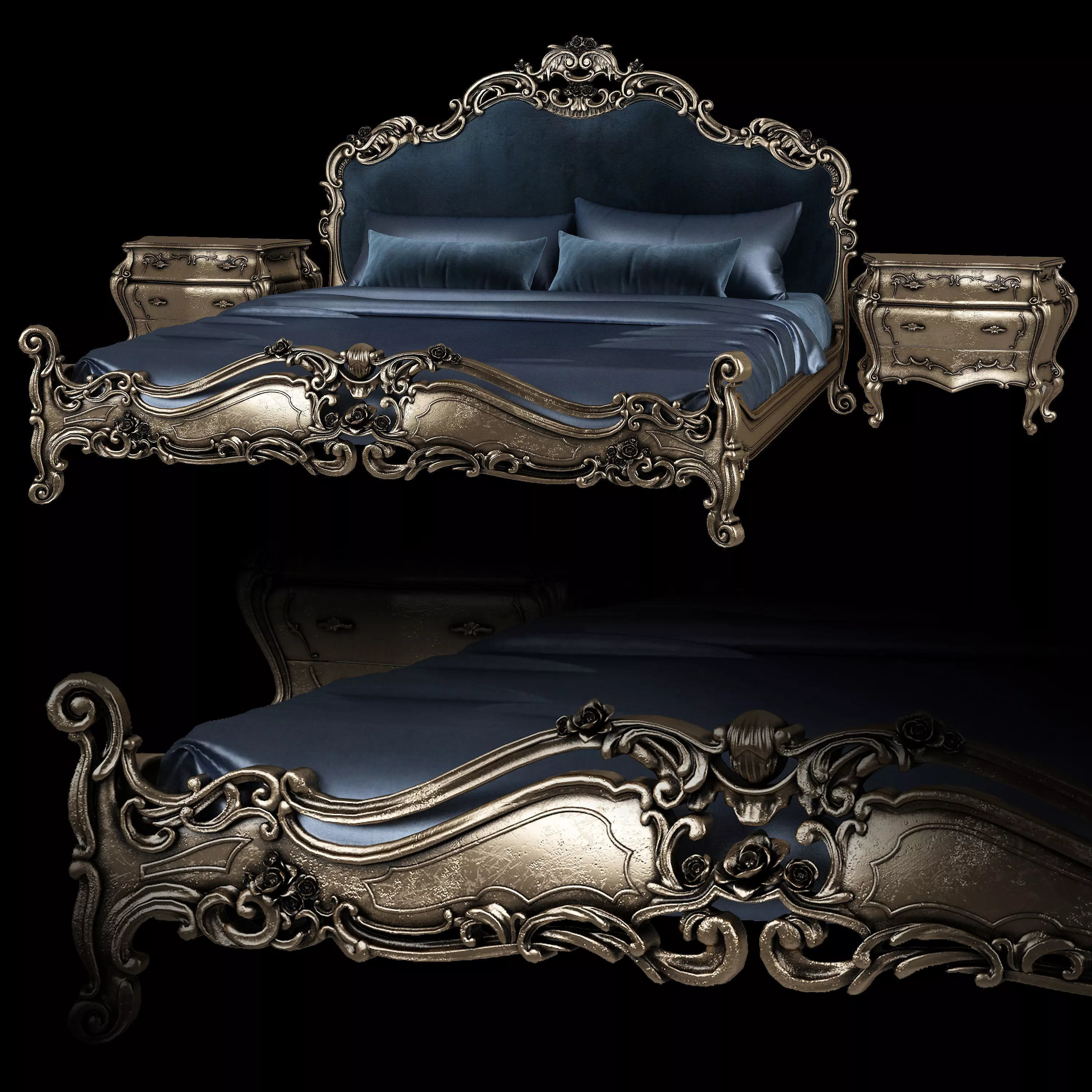 rococo bed 3D model_0