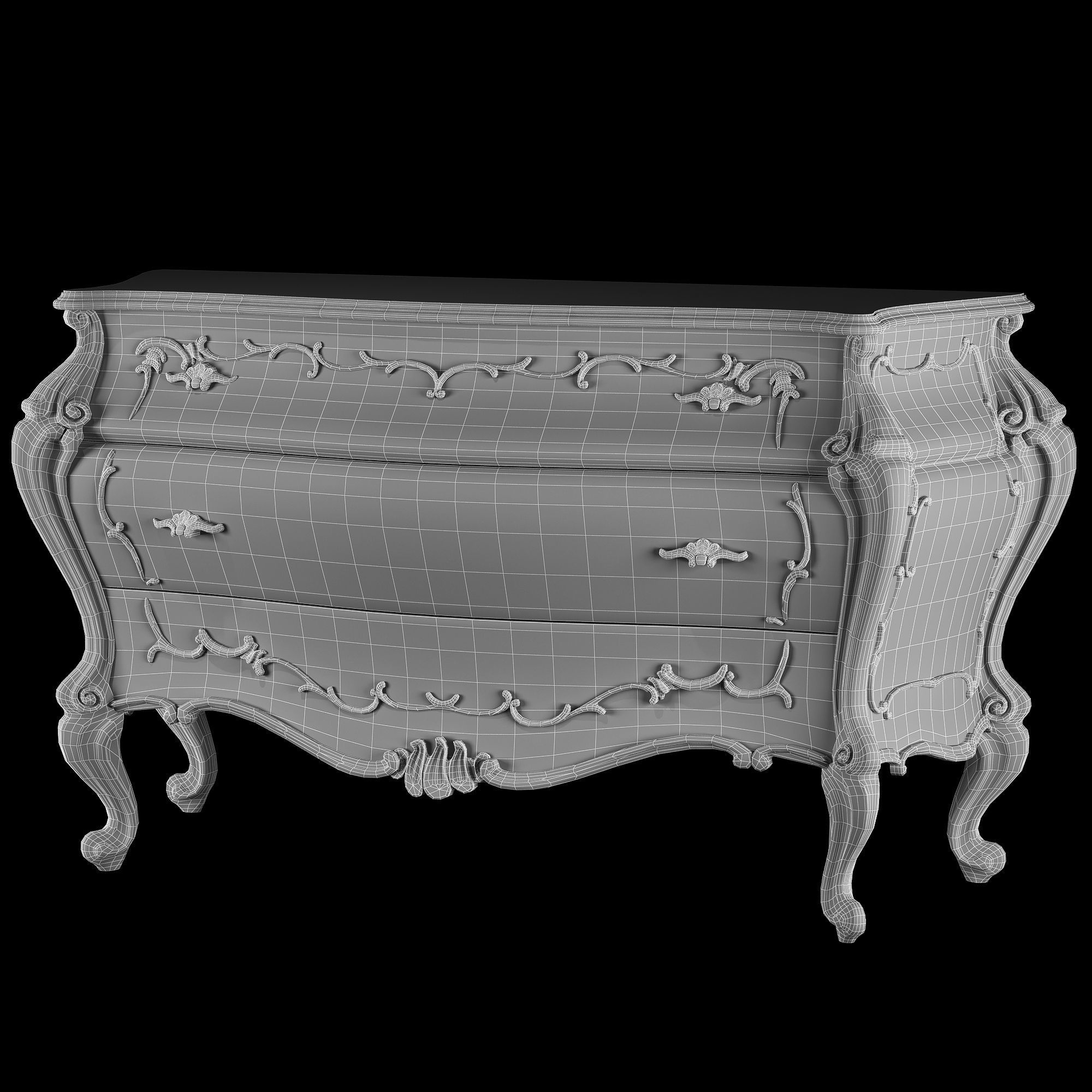 rococo bed 3D model_3