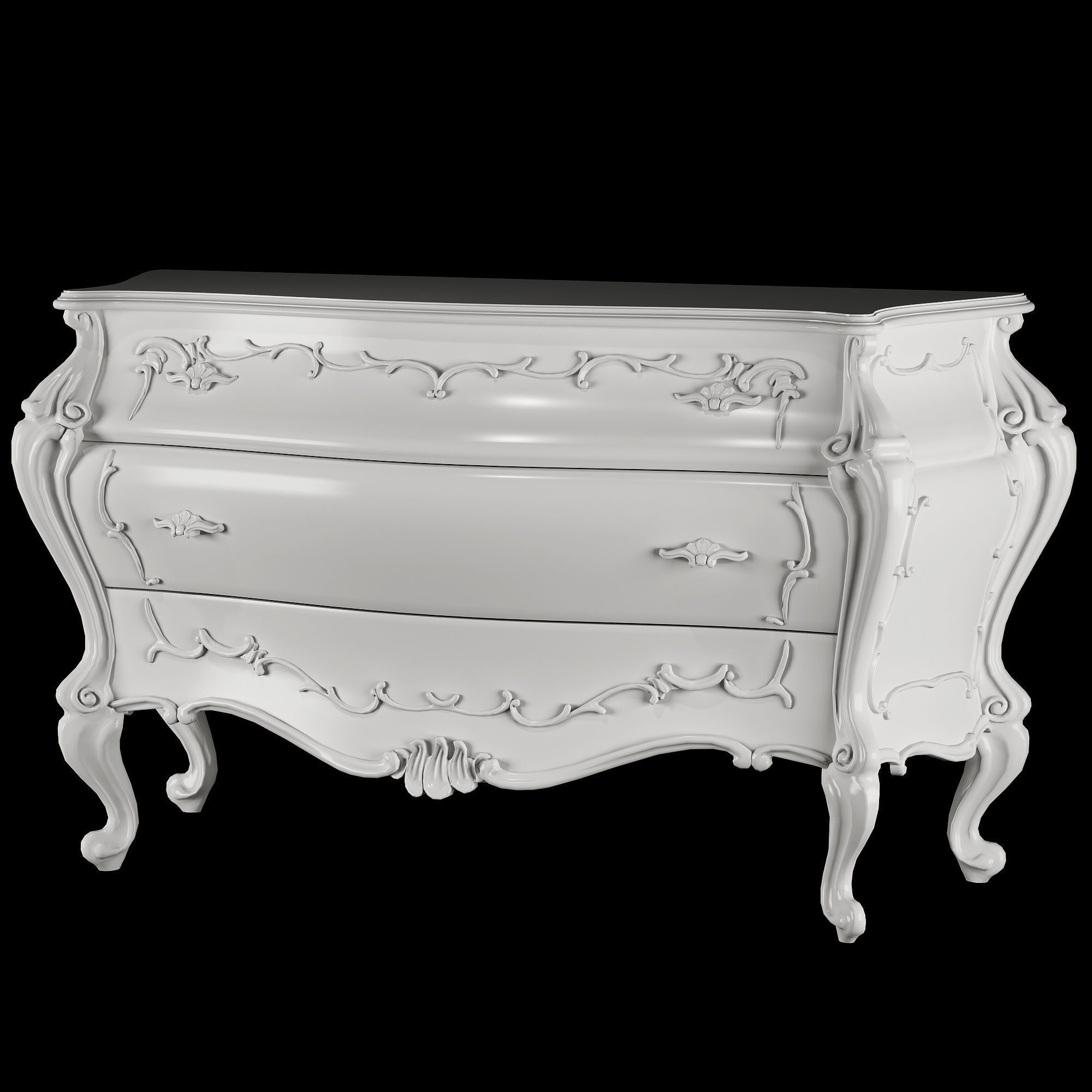 rococo bed 3D model_2