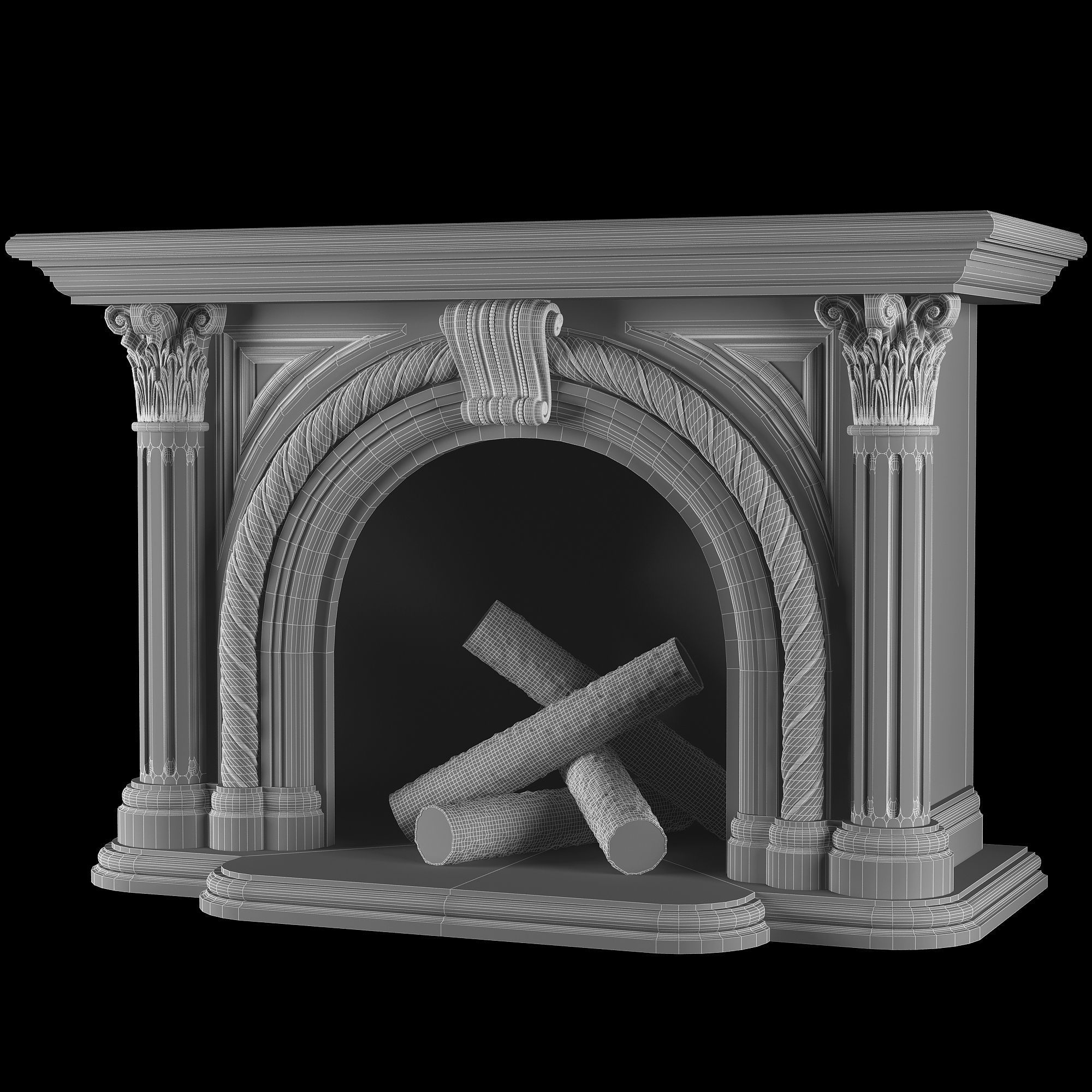 venice fireplace 3D model_7