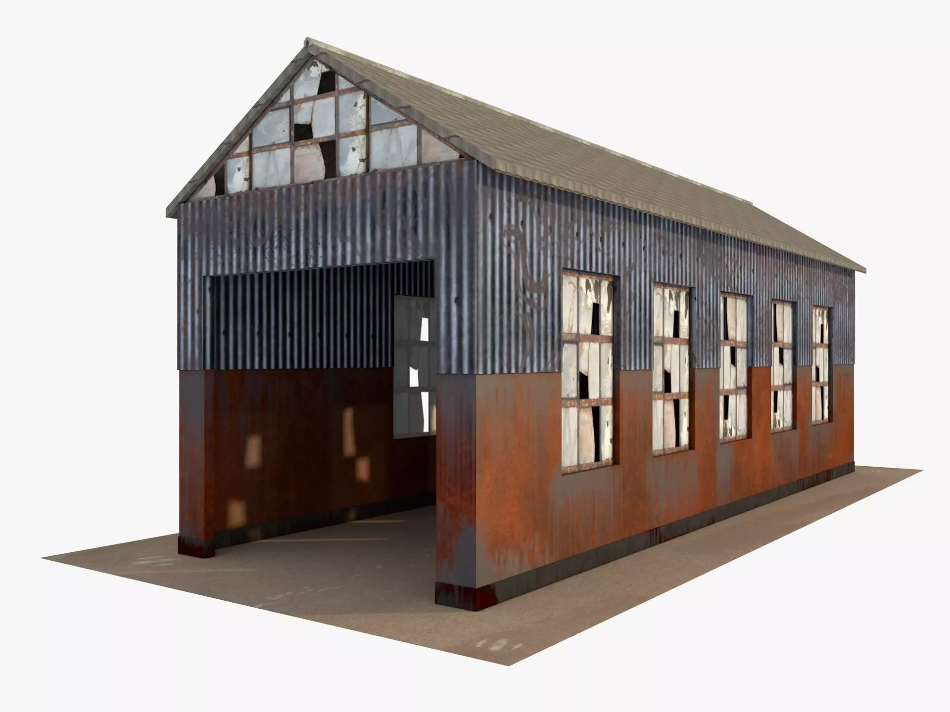 Abandoned industrial Building Low-poly 3D model_0