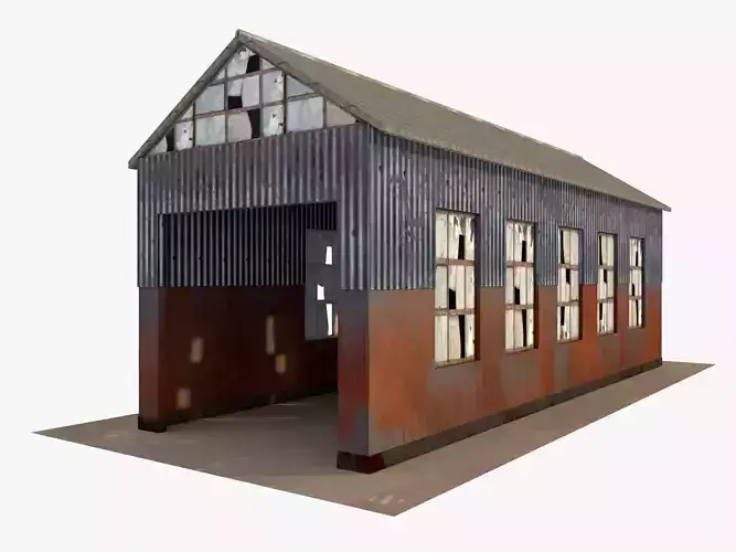 Abandoned industrial Building Low-poly 3D model