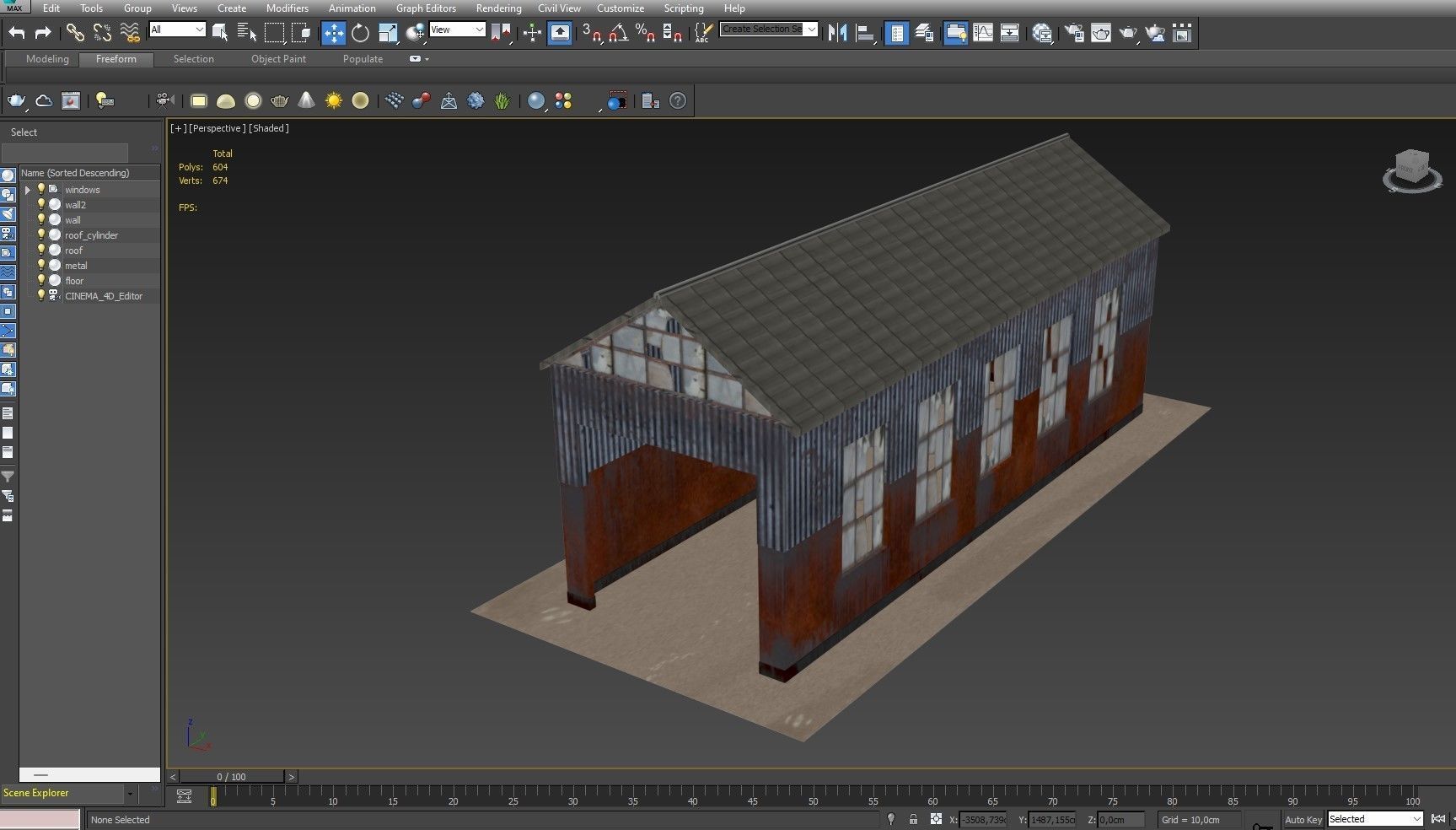 Abandoned industrial Building Low-poly 3D model_16
