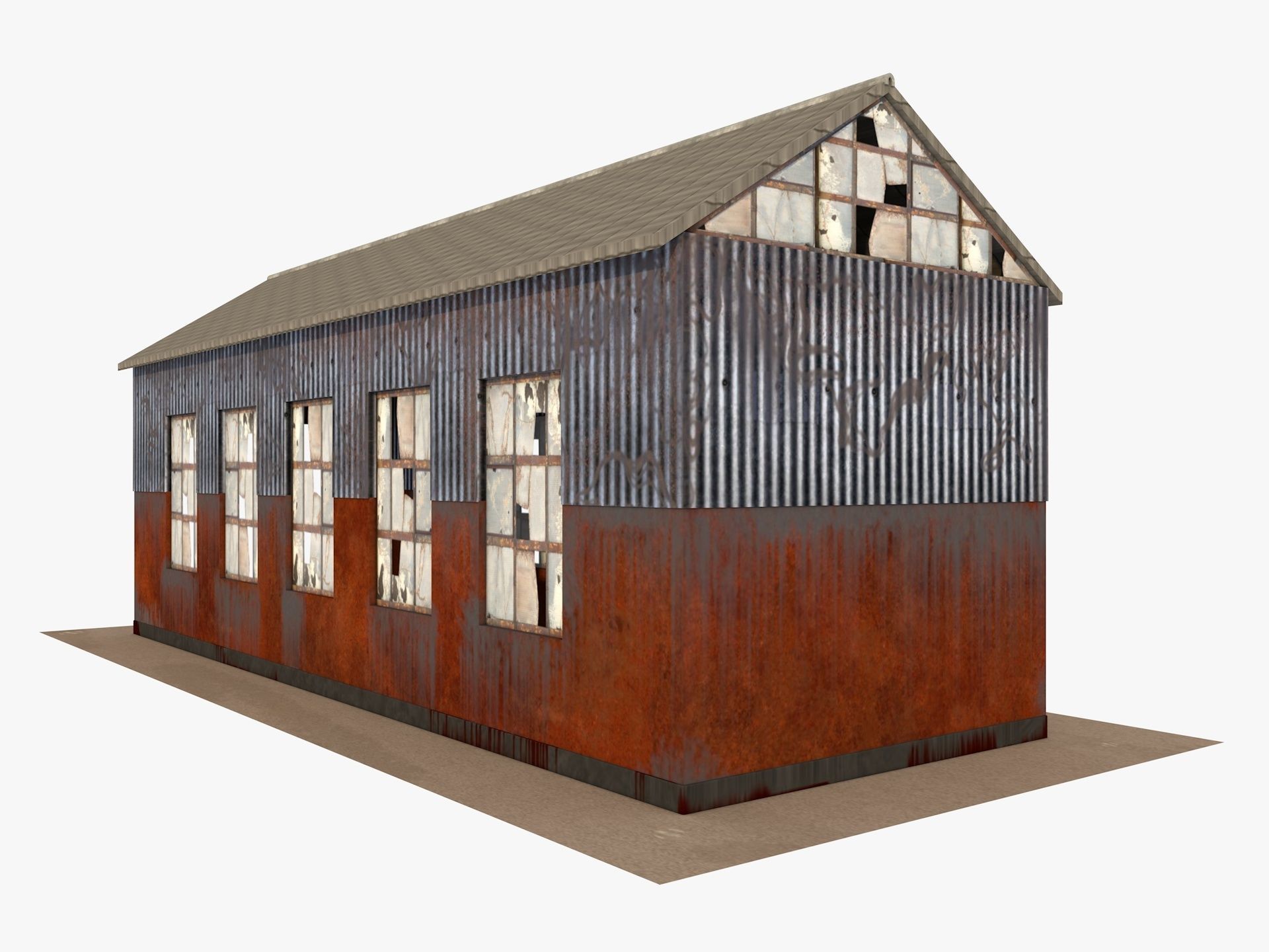 Abandoned industrial Building Low-poly 3D model_1