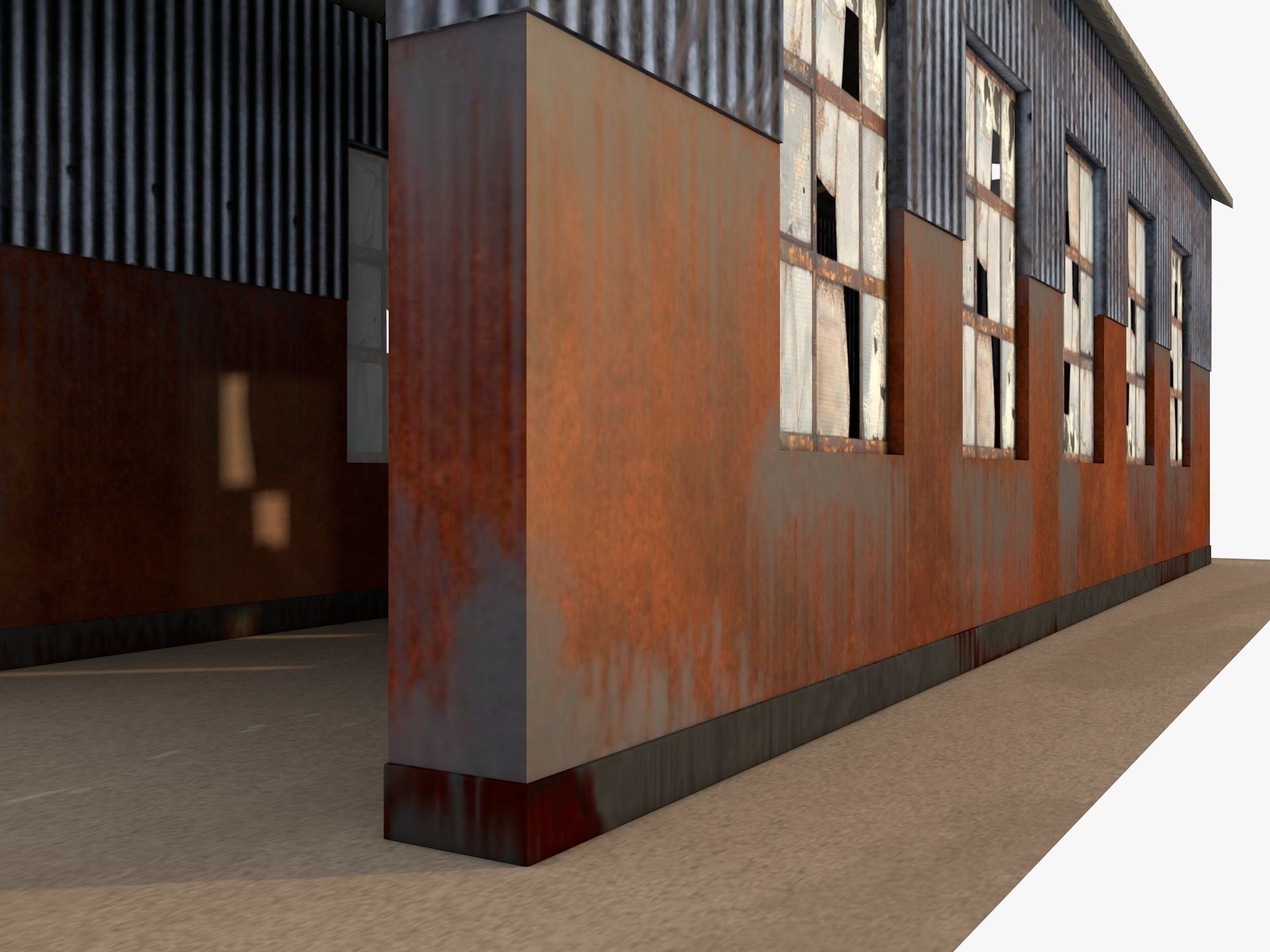 Abandoned industrial Building Low-poly 3D model_5