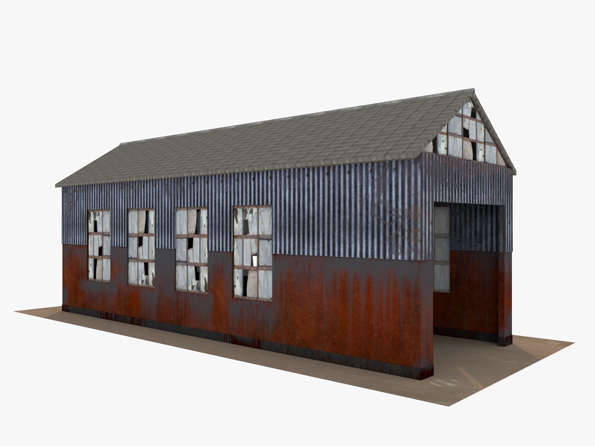 Abandoned industrial Building Low-poly 3D model_3