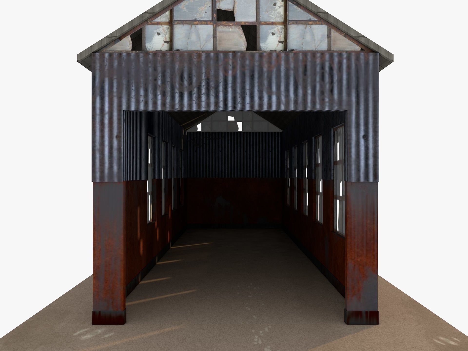 Abandoned industrial Building Low-poly 3D model_4
