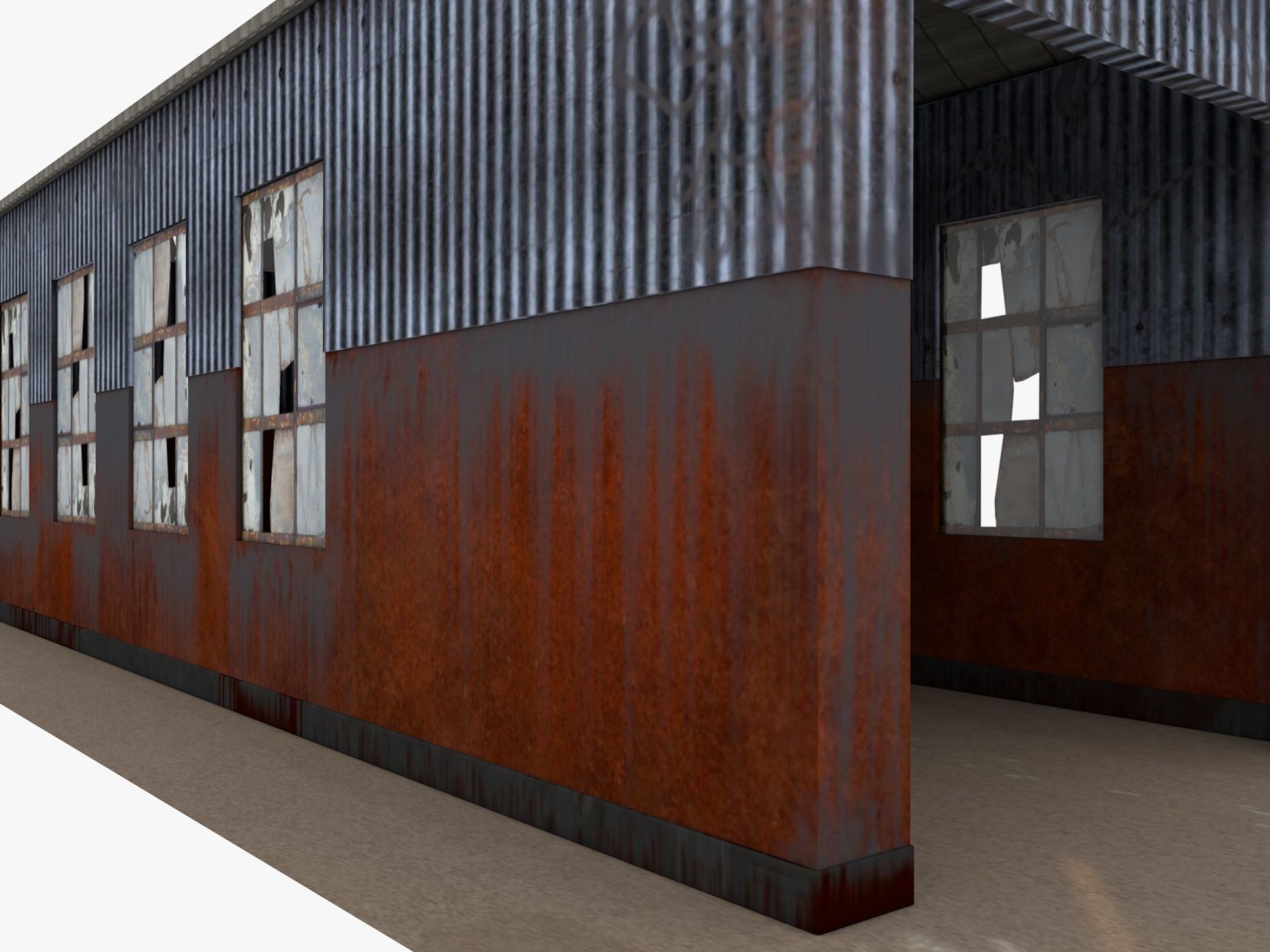 Abandoned industrial Building Low-poly 3D model_6