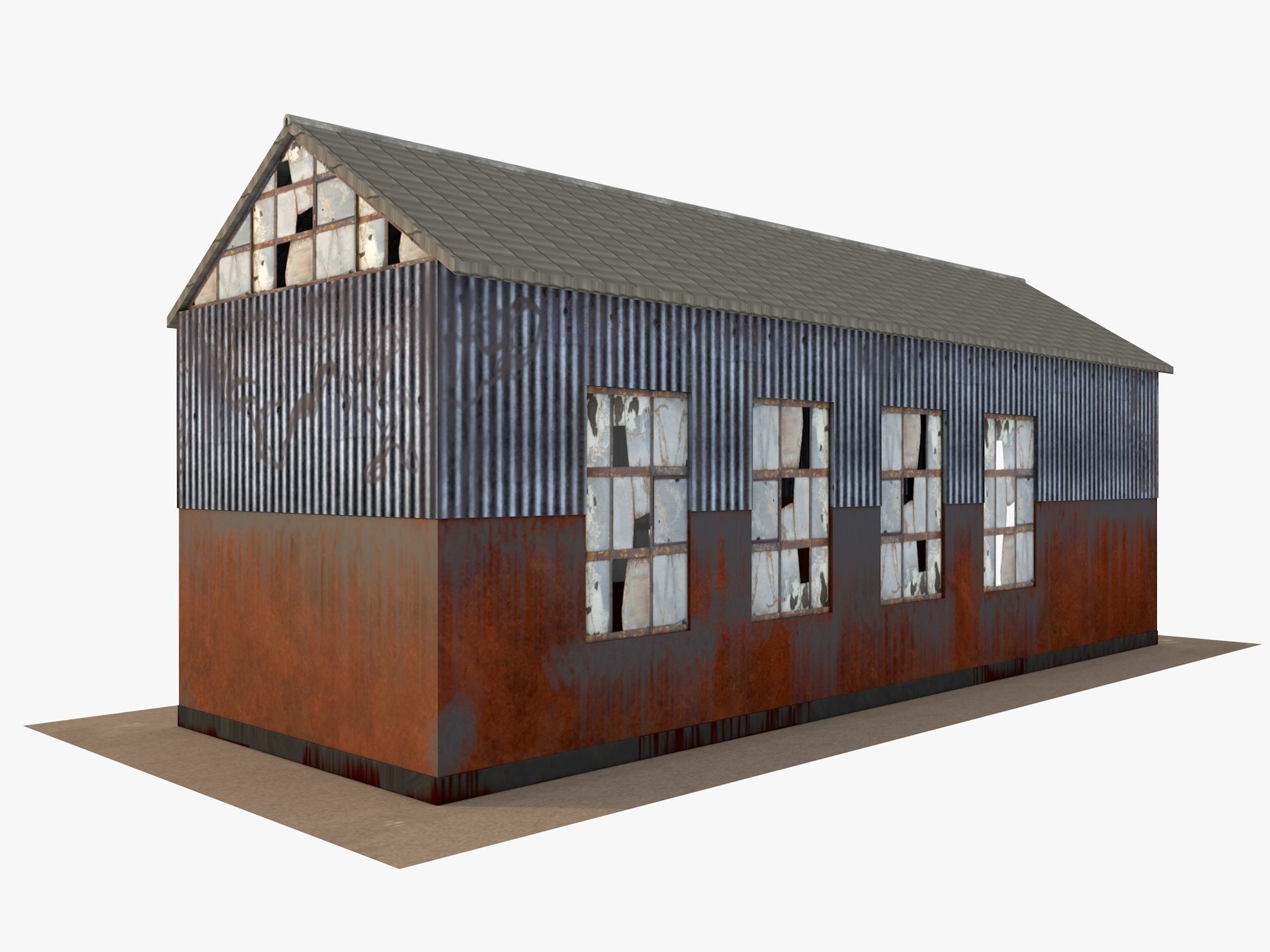 Abandoned industrial Building Low-poly 3D model_2