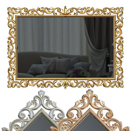 Rectangular mirror in a baguette 3D model