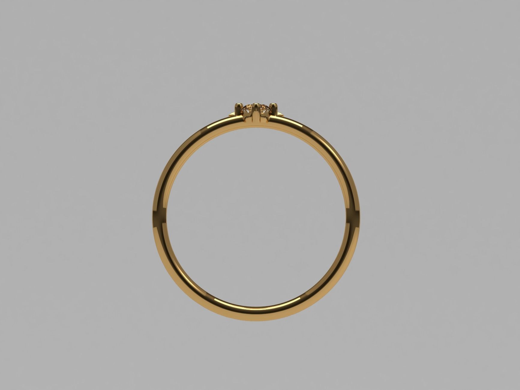 Thin baroque pattern ring with stone 3D print model_5