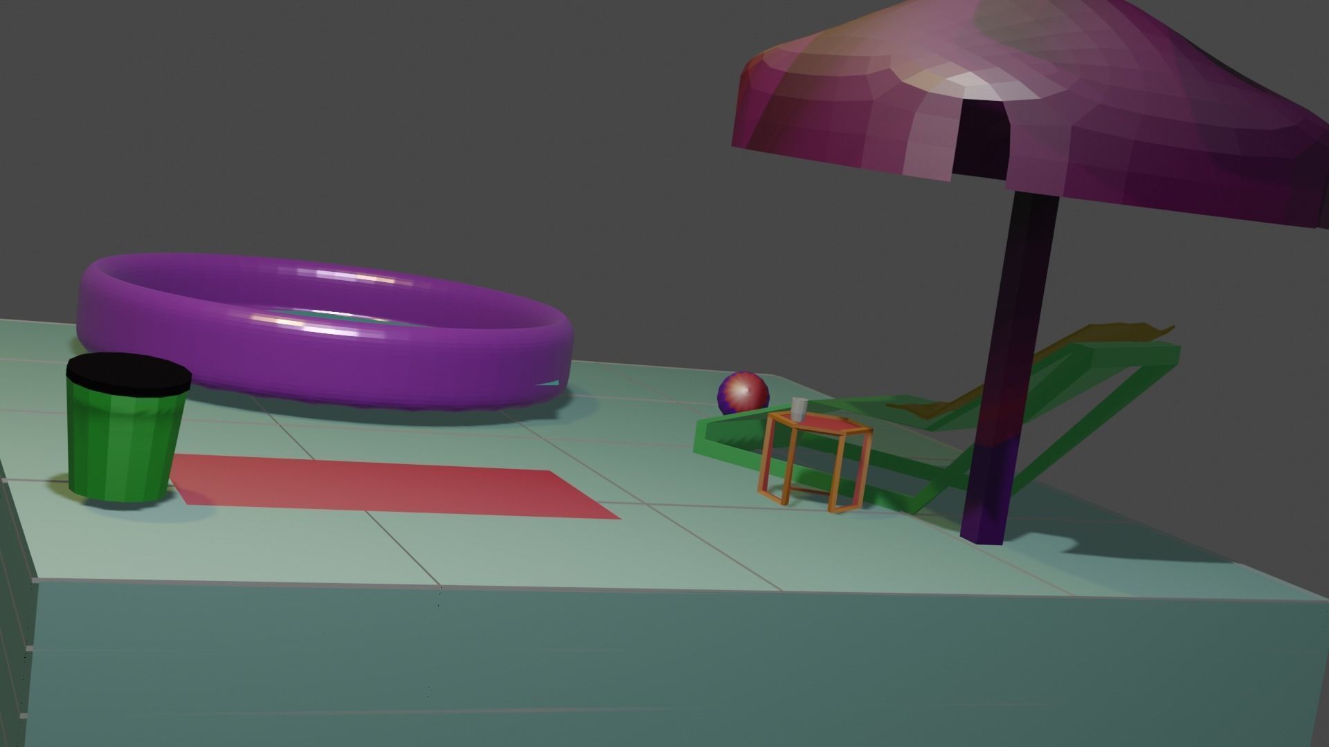Kids pool Low-poly 3D model_10