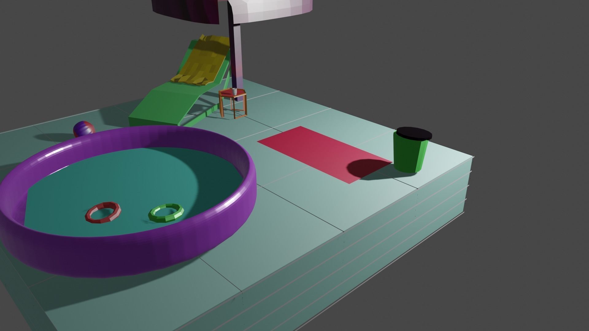 Kids pool Low-poly 3D model_4