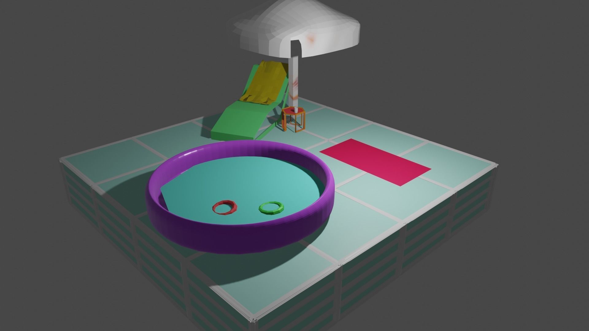 Kids pool Low-poly 3D model_1