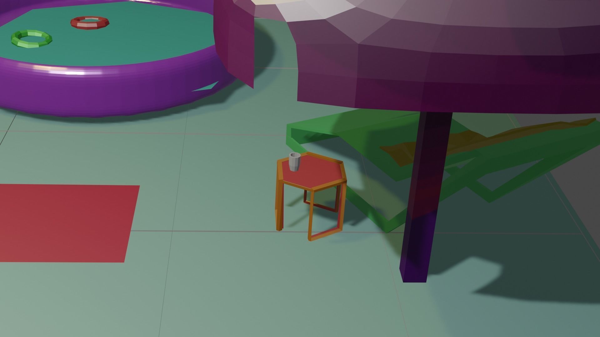 Kids pool Low-poly 3D model_11