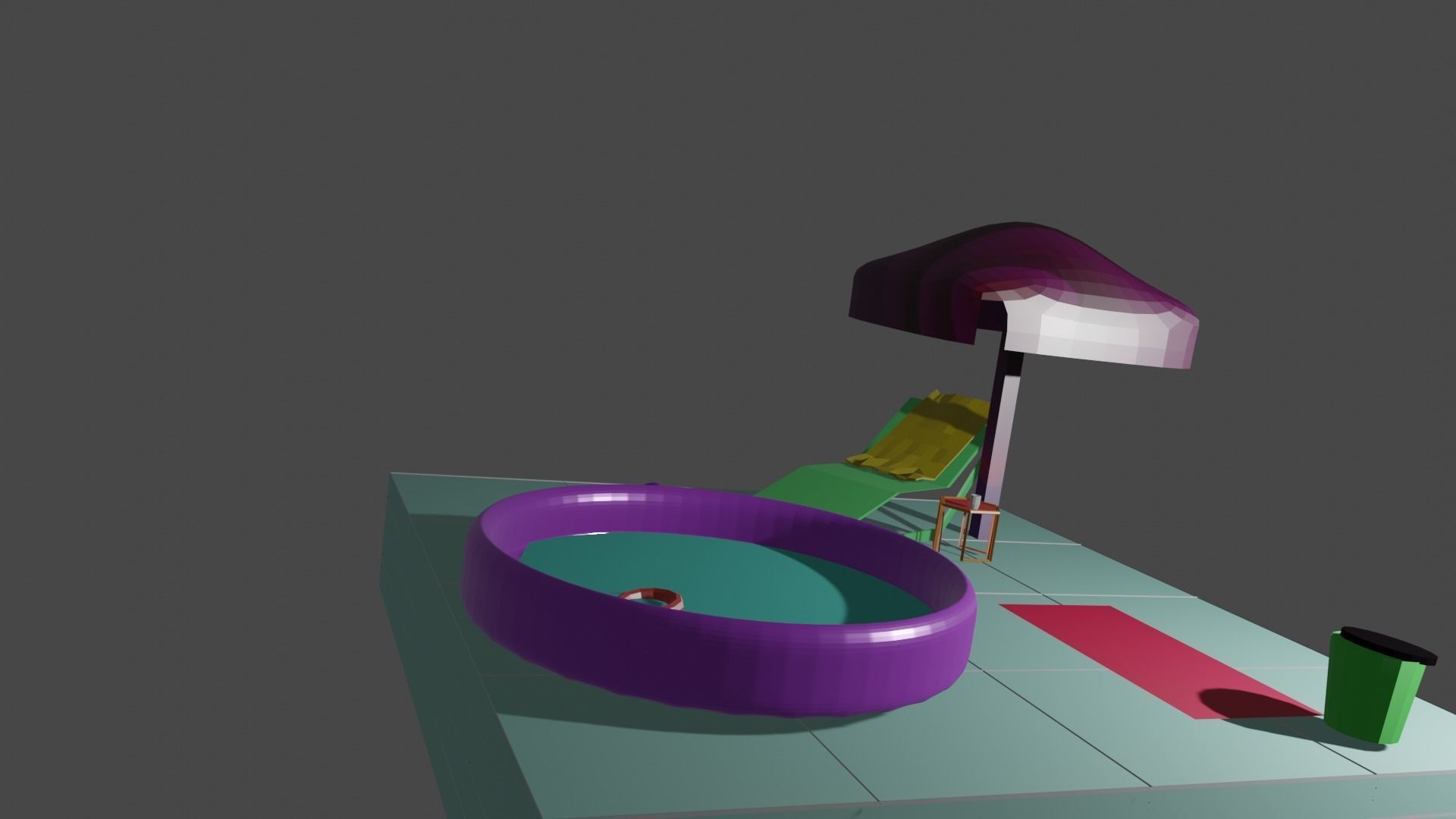 Kids pool Low-poly 3D model_6