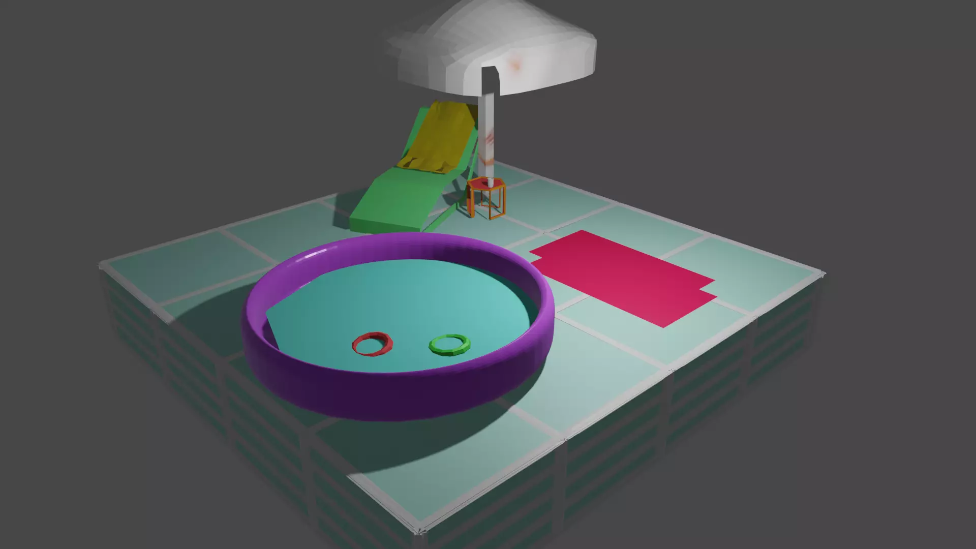 Kids pool Low-poly 3D model_0