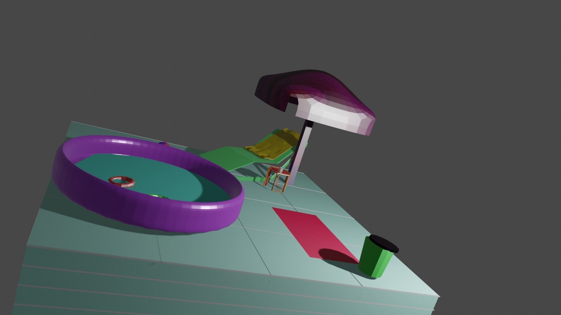 Kids pool Low-poly 3D model_5