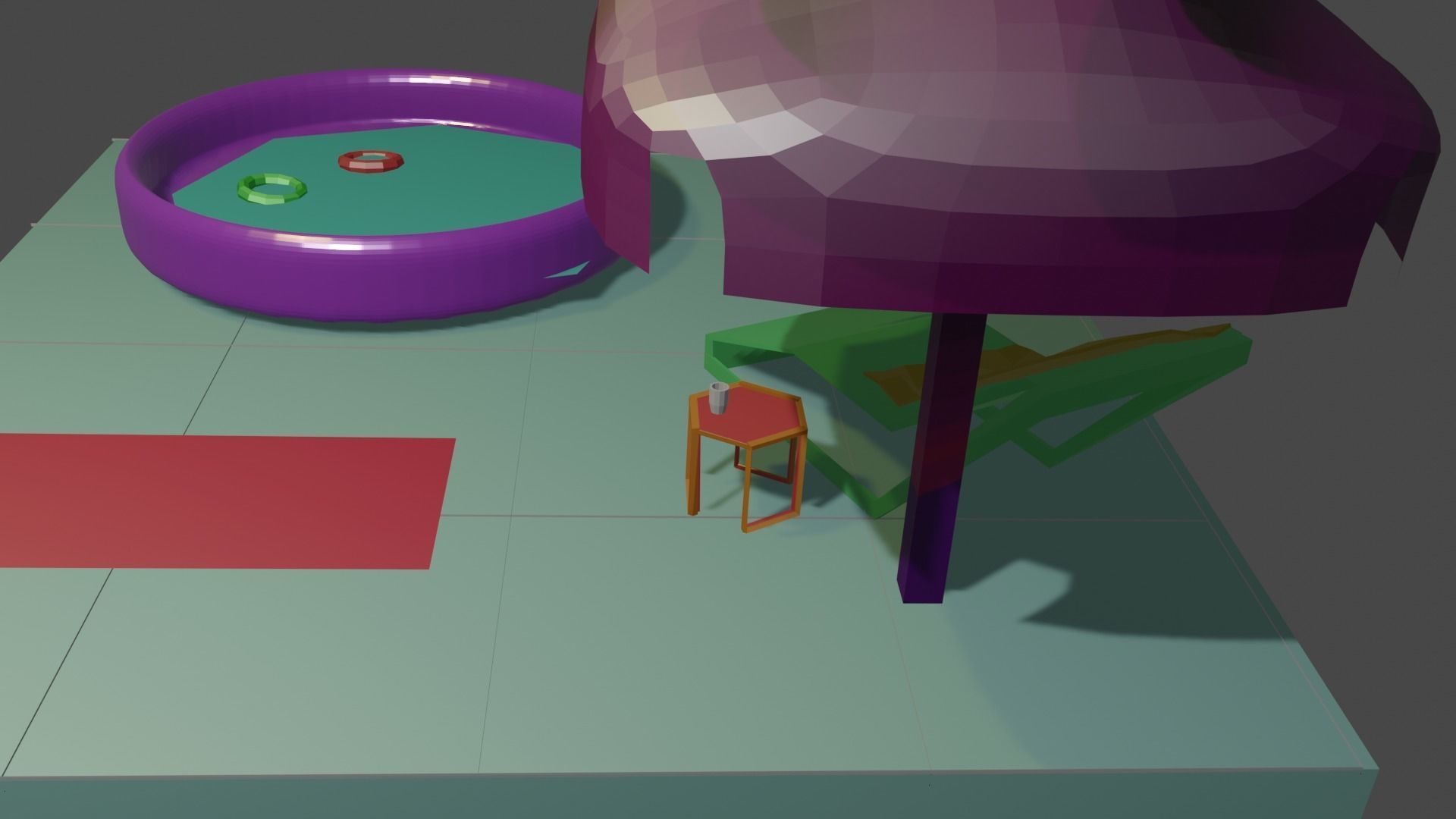 Kids pool Low-poly 3D model_12