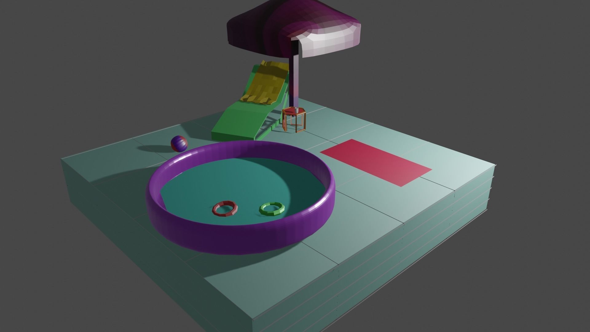 Kids pool Low-poly 3D model_2