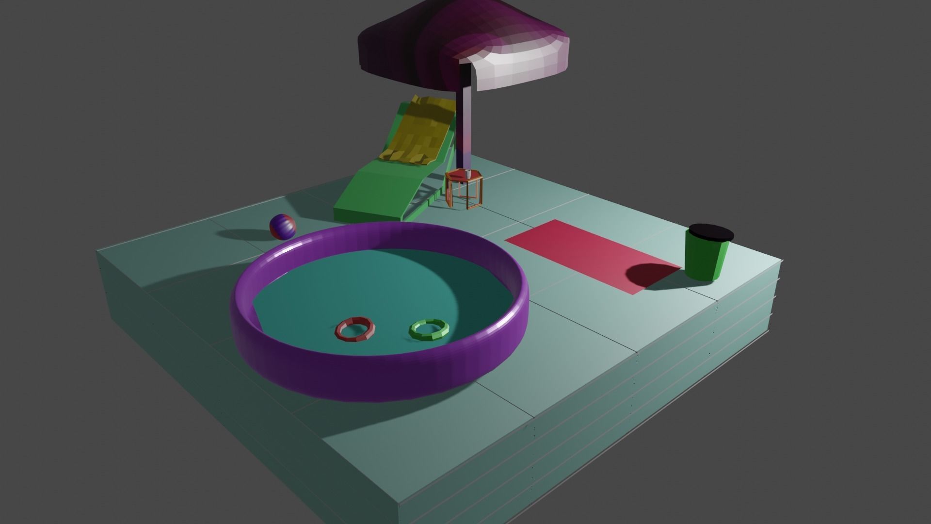 Kids pool Low-poly 3D model_3