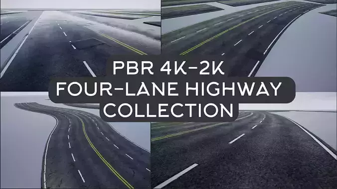 PBR 4K-2K Four-Lane Highway Roads Collection 