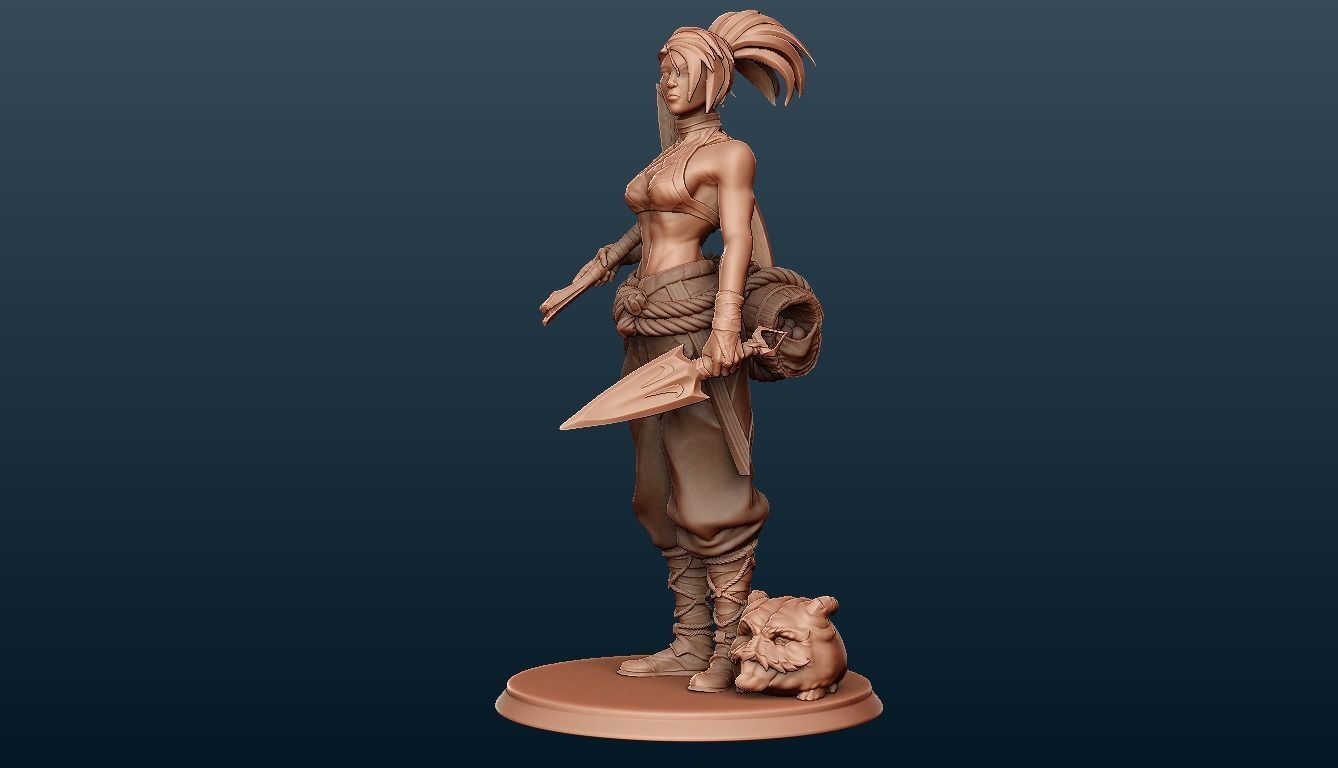 League of legend wild rift akali print ready 3D print model_5
