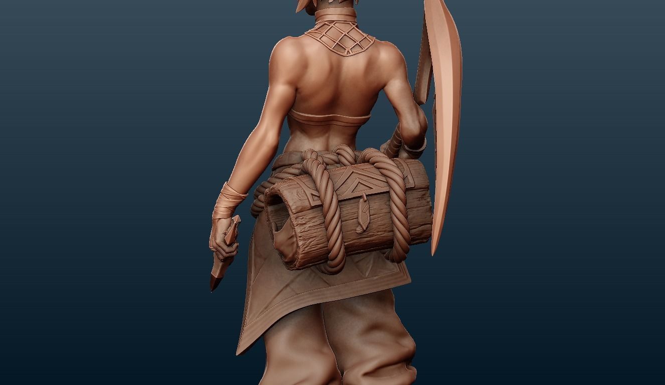 League of legend wild rift akali print ready 3D print model_7