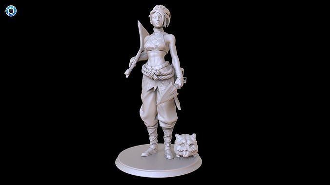 League of legend wild rift akali print ready 3D print model