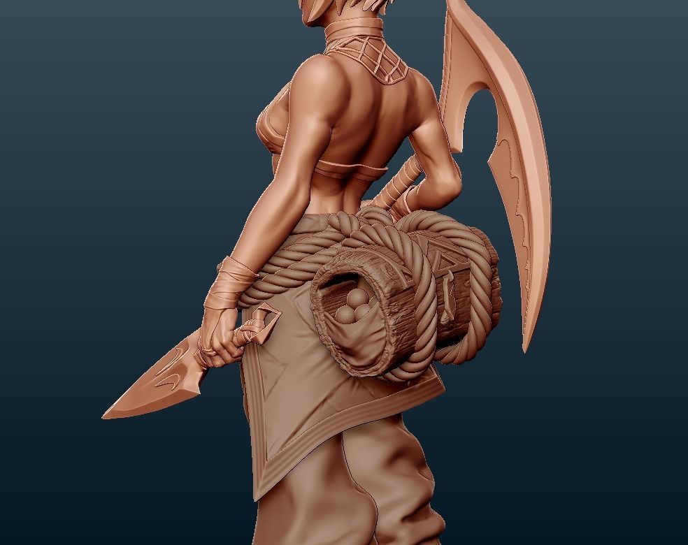League of legend wild rift akali print ready 3D print model_6