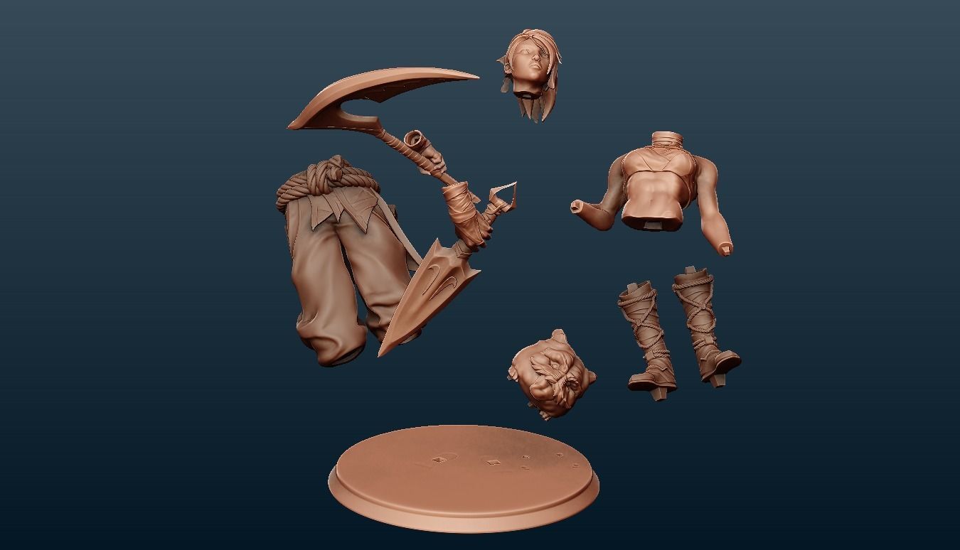 League of legend wild rift akali print ready 3D print model_8