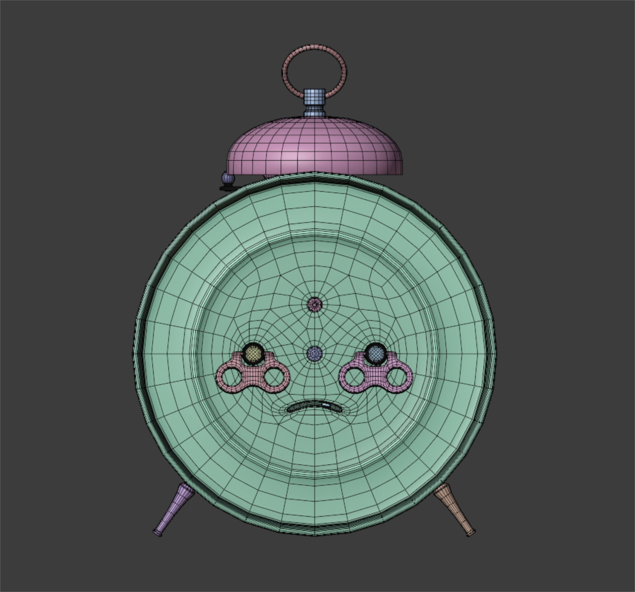 Old alarm clock in vintage style 3D model_15