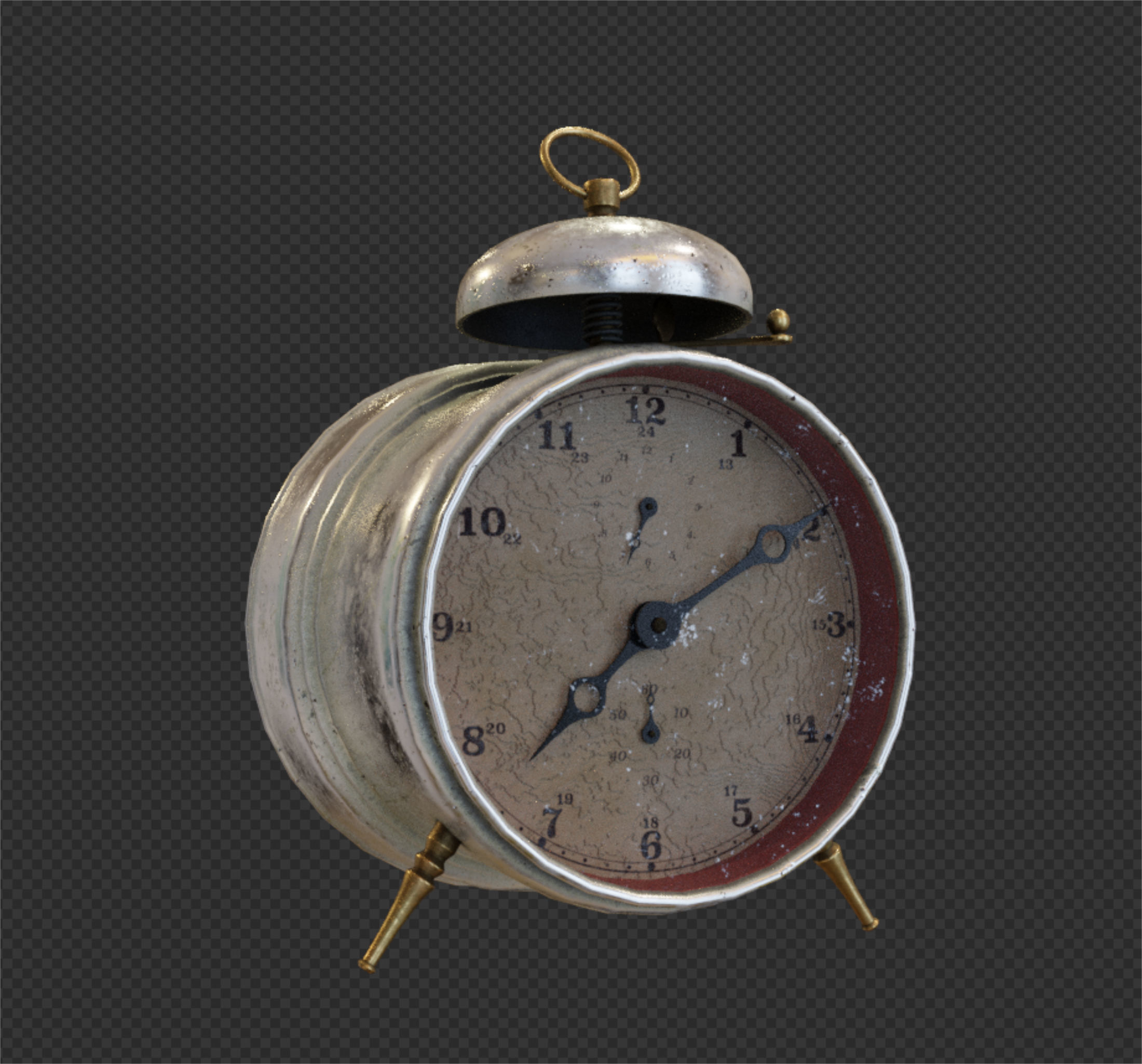 Old alarm clock in vintage style 3D model_6