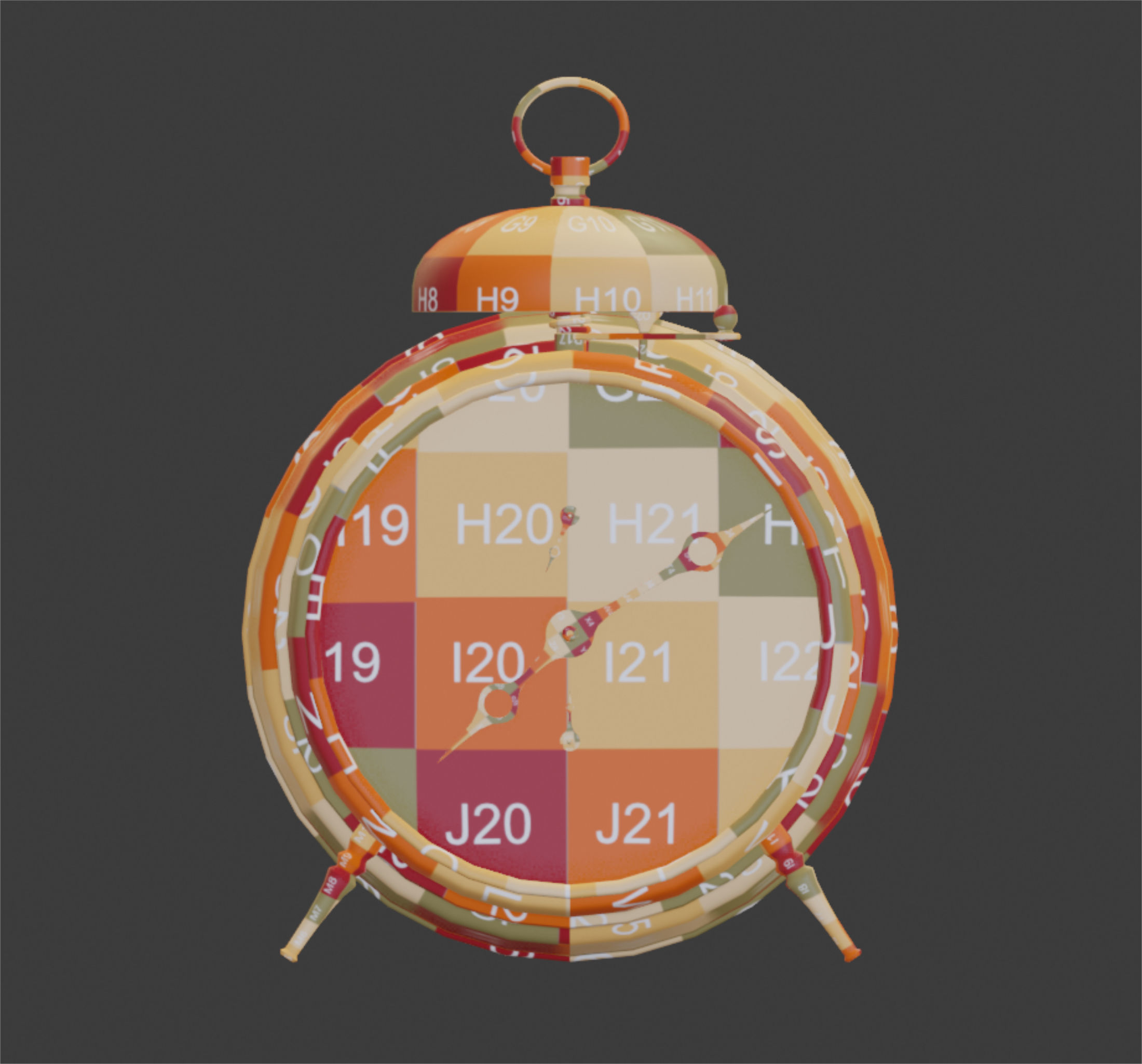 Old alarm clock in vintage style 3D model_7