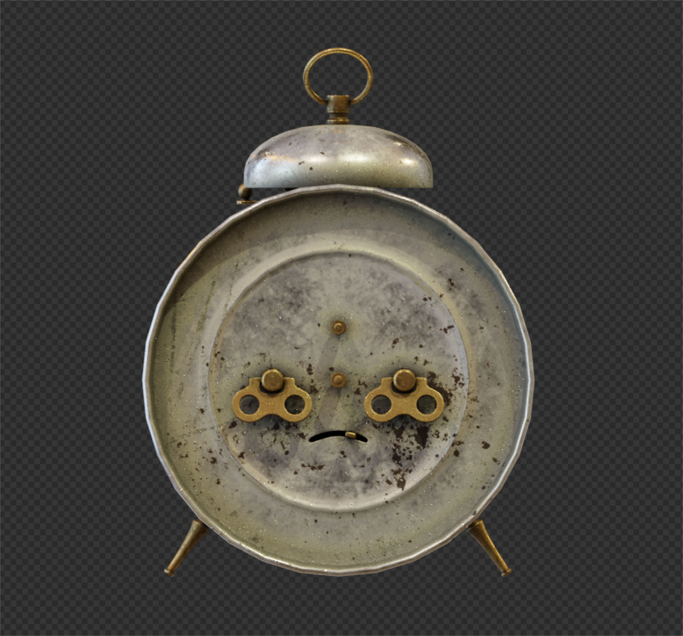 Old alarm clock in vintage style 3D model_3
