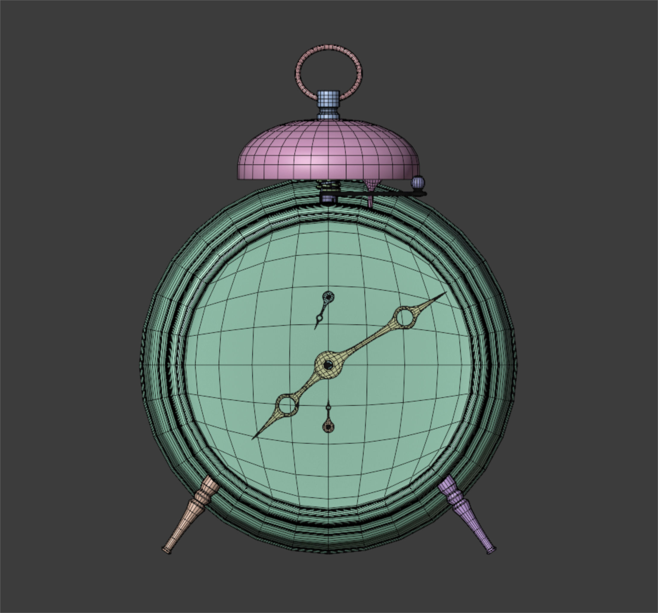Old alarm clock in vintage style 3D model_13