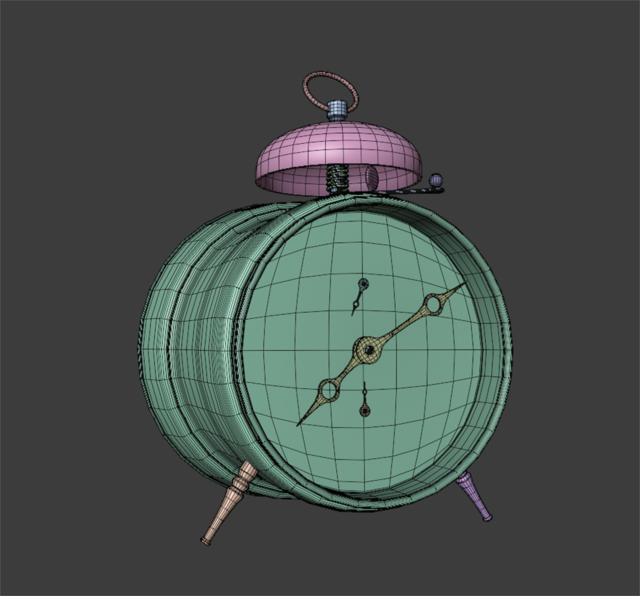 Old alarm clock in vintage style 3D model_18