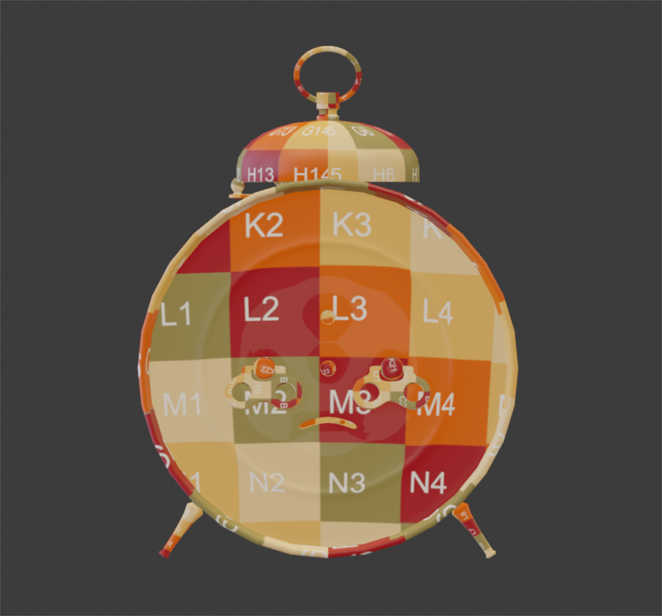 Old alarm clock in vintage style 3D model_9