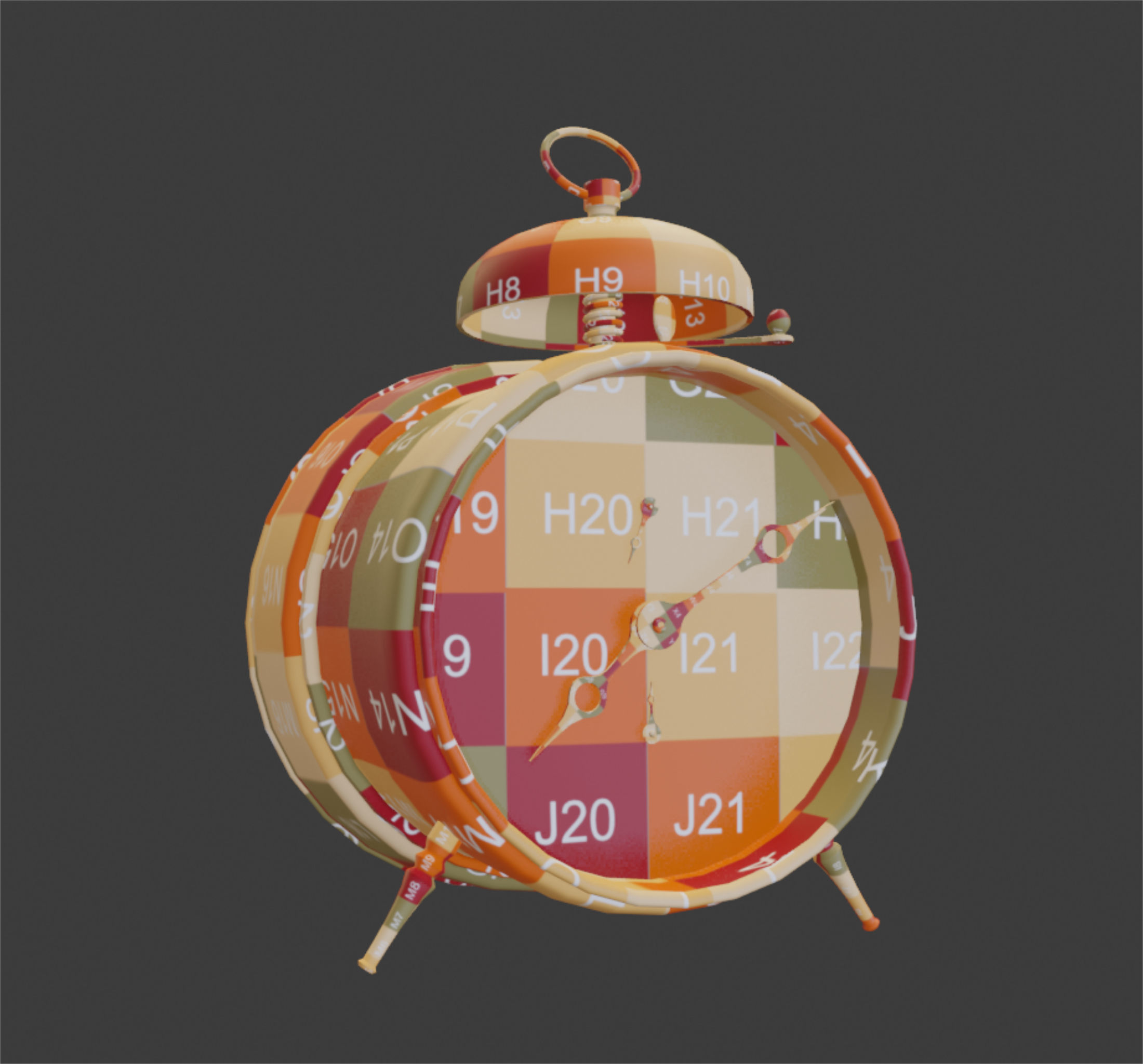 Old alarm clock in vintage style 3D model_12