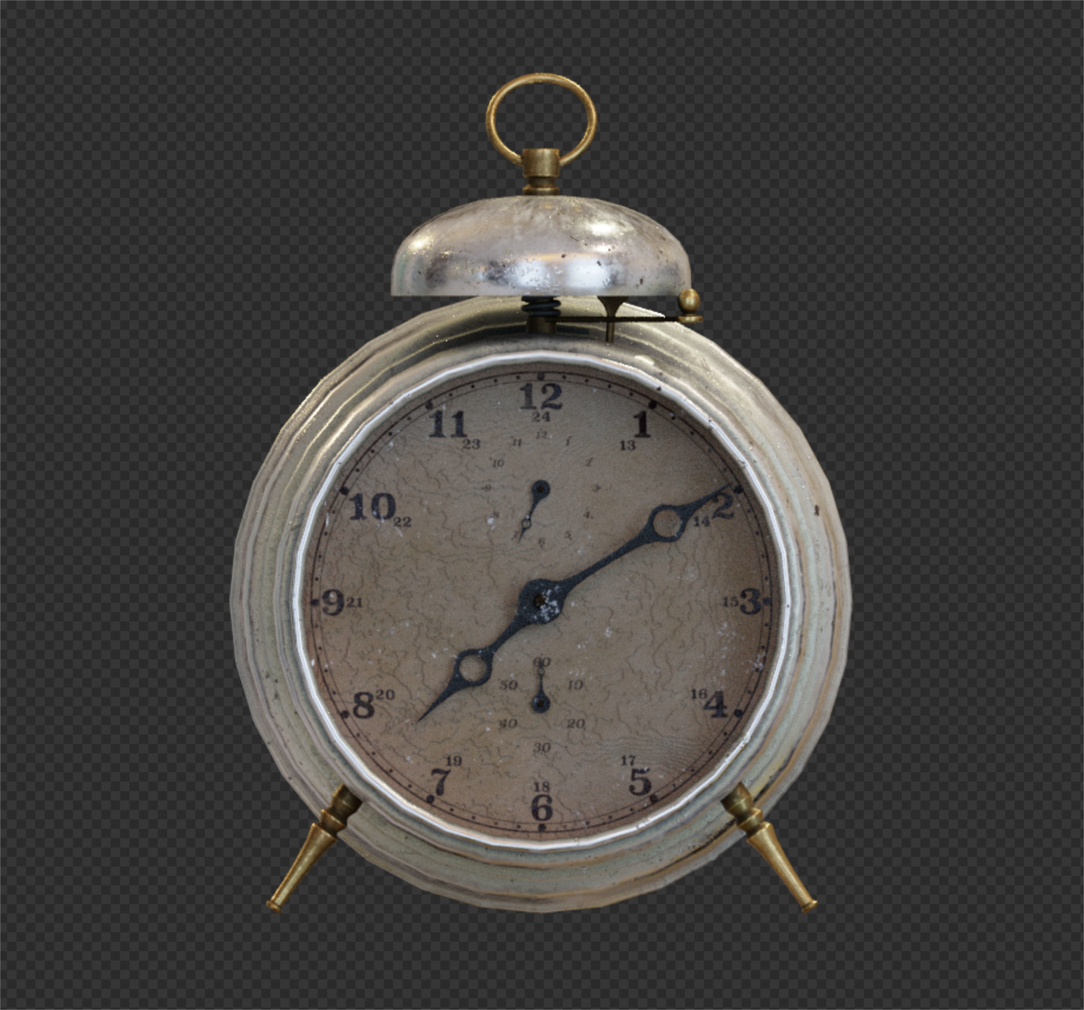 Old alarm clock in vintage style 3D model_1
