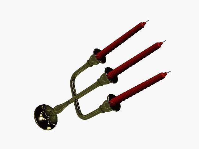 candlestick three candle candelabra Low-poly 3D model