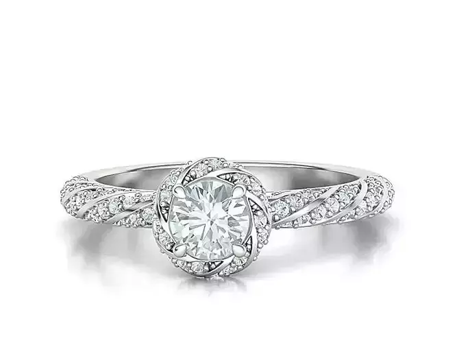 Amanda Engagement ring Twisted Halo Half Carat Stone 3dmodel