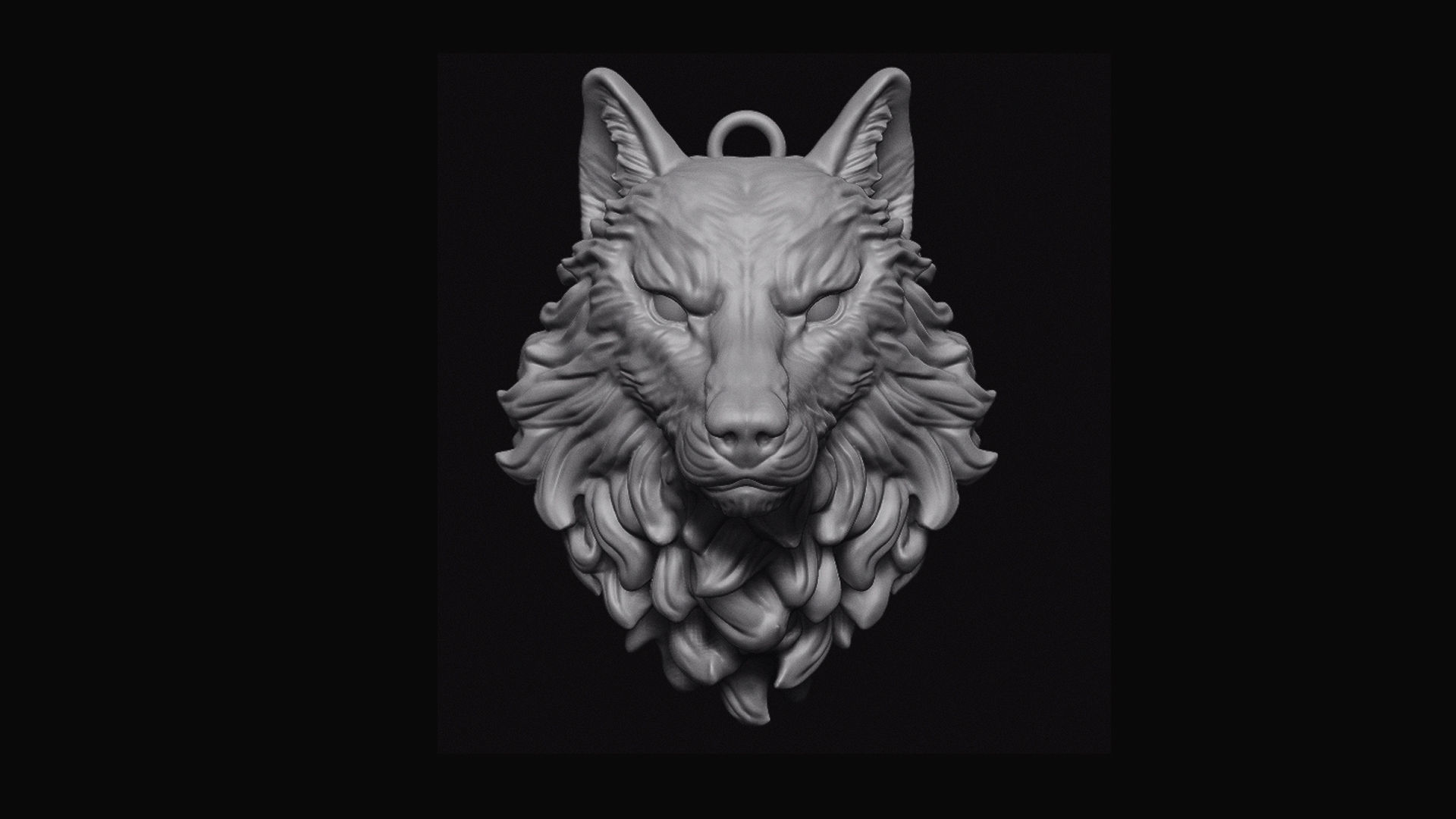 Wolf Head Pendant 3D print model_3