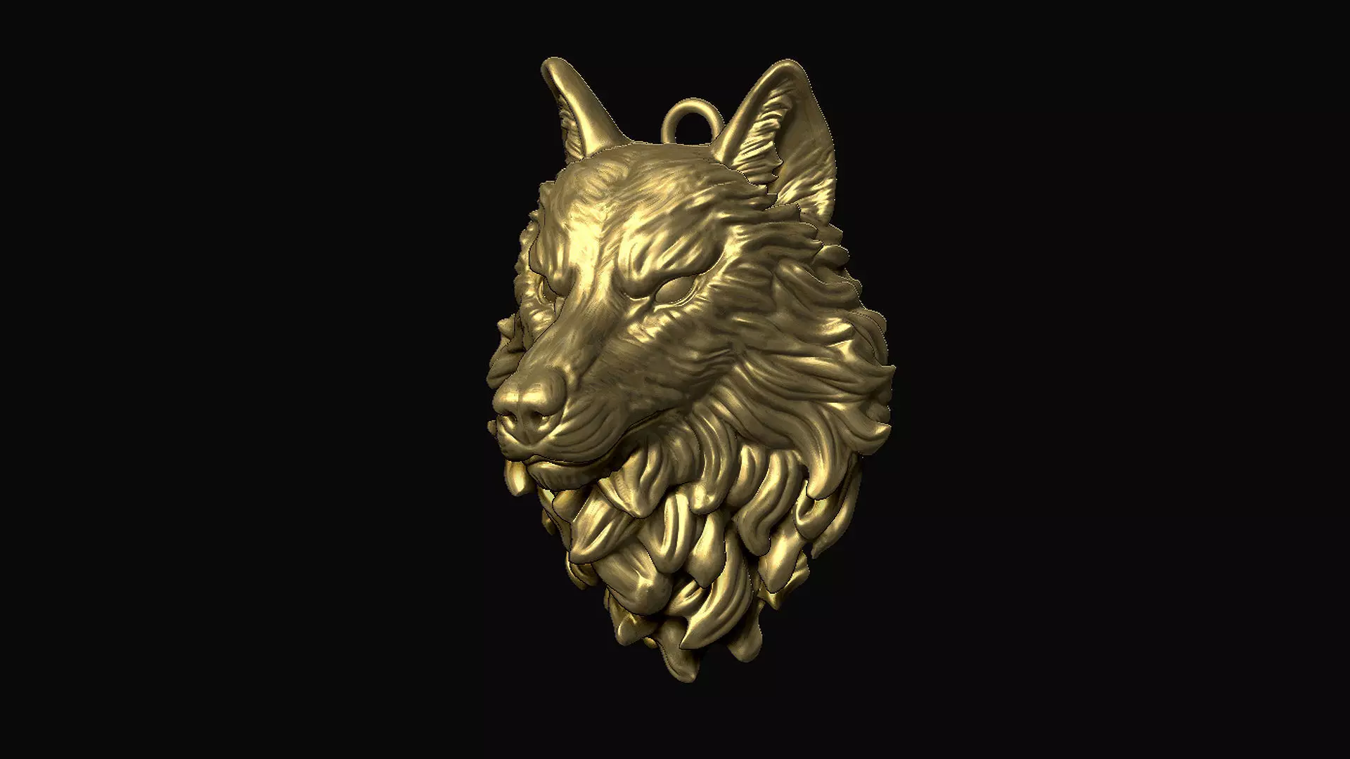 Wolf Head Pendant 3D print model_0