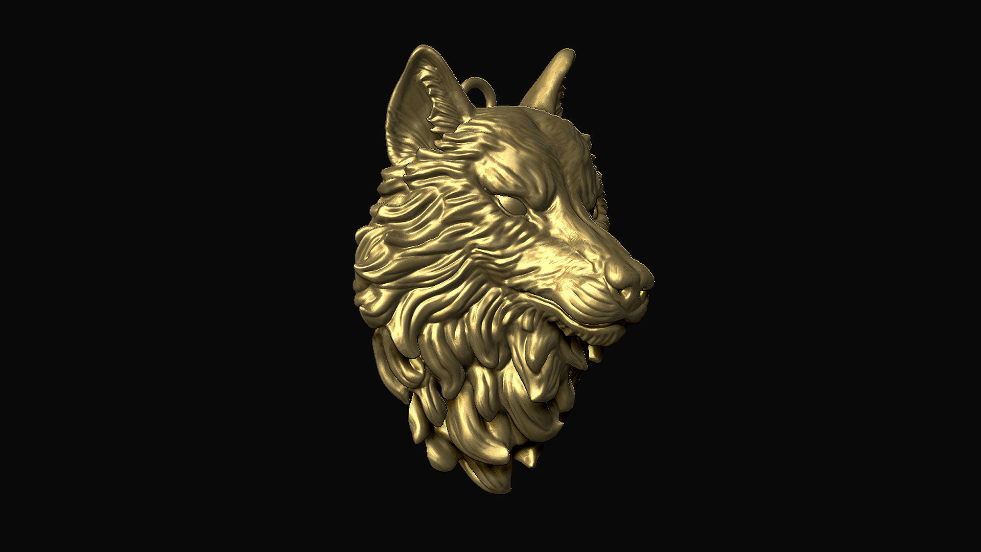 Wolf Head Pendant 3D print model_2