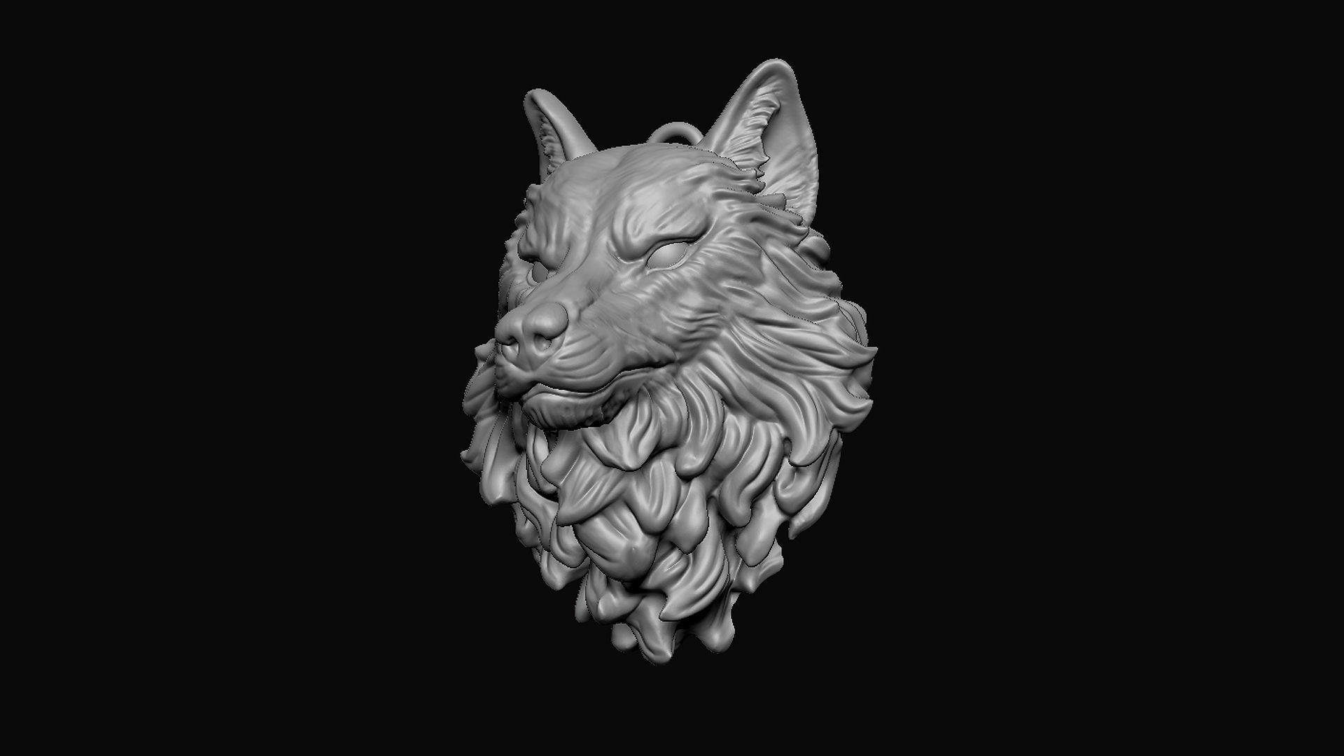Wolf Head Pendant 3D print model_7